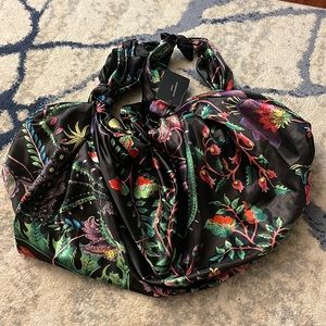 NWT Rare Zara Floral Satin Scarf Shoulder bucket bag